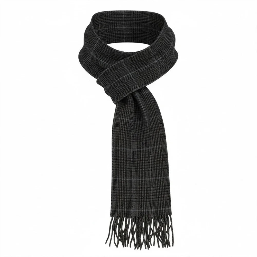 Polo Ralph Lauren Men's Plaid Scarf Virgin Wool Nylon Blend Made in Italy